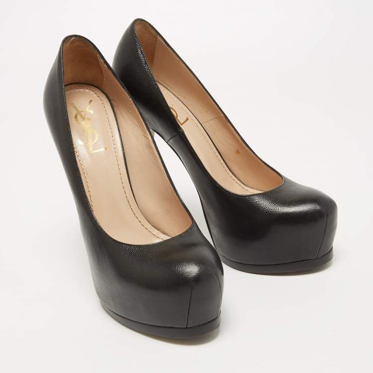 مملوكة مسبقًا Saint Laurent Black Leather Tribtoo Pumps Size 39