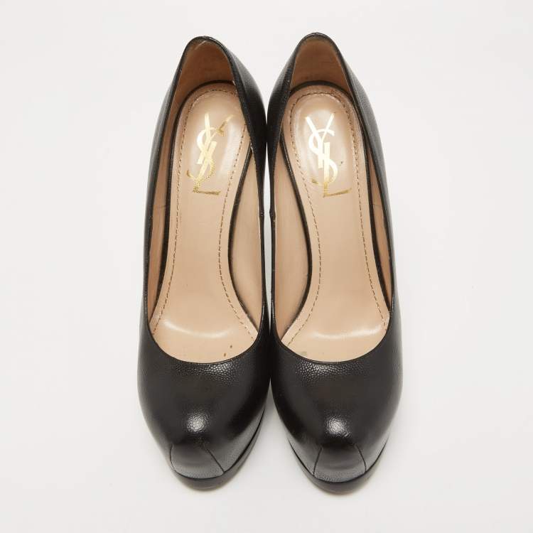 مملوكة مسبقًا Saint Laurent Black Leather Tribtoo Pumps Size 39