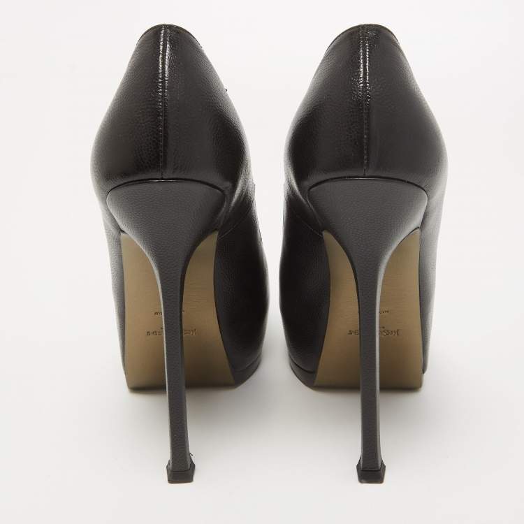 مملوكة مسبقًا Saint Laurent Black Leather Tribtoo Pumps Size 39