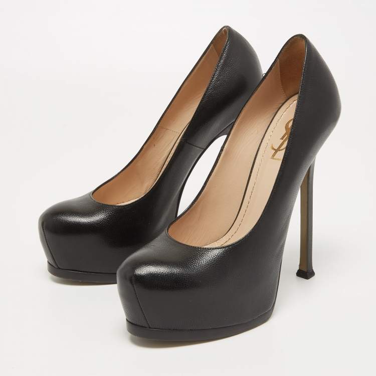 مملوكة مسبقًا Saint Laurent Black Leather Tribtoo Pumps Size 39