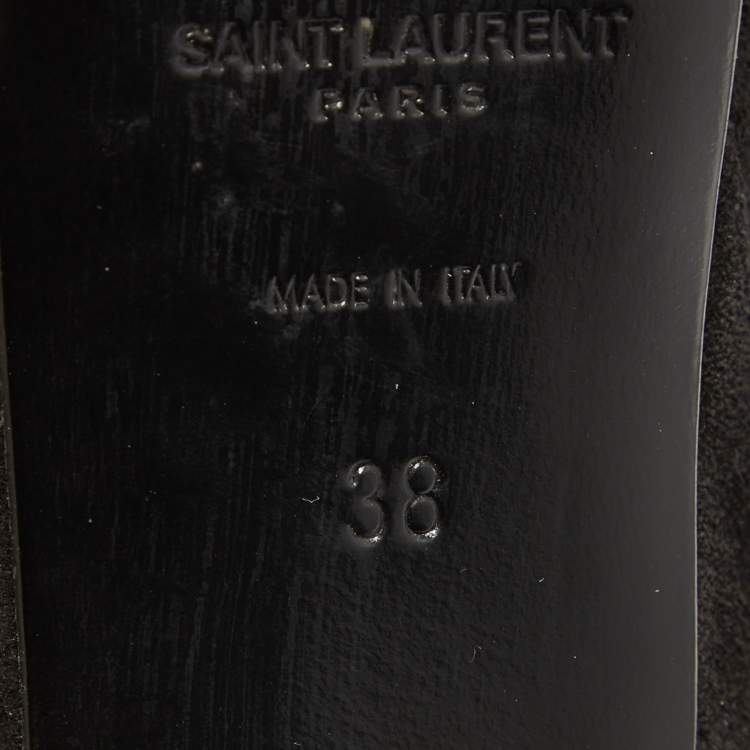 Pre Owned Saint Laurent Black Suede Ankle Boots Size 38