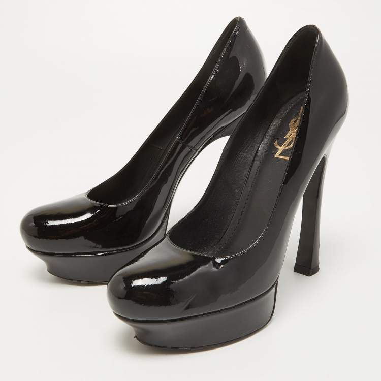 مملوكة مسبقًا Saint Laurent Black Patent Leather Tribtoo Pumps Size 40.5