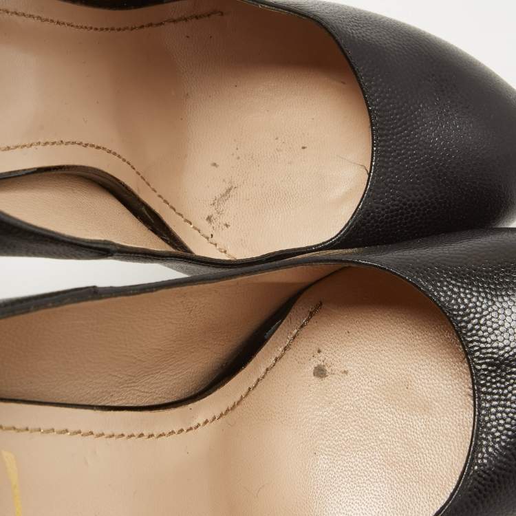 Pre Owned Saint Laurent Black Leather Tribtoo Pumps Size 40.5