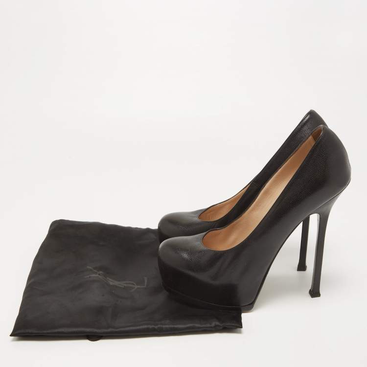 Pre Owned Saint Laurent Black Leather Tribtoo Pumps Size 40.5