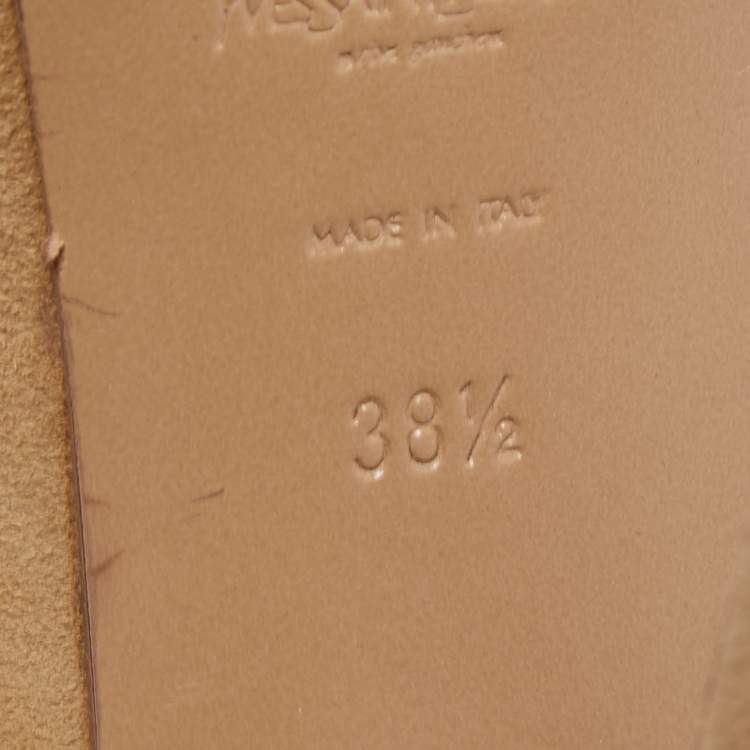 Pre Owned Saint Laurent Beige Suede Tribtoo Platform Pumps Size 38.5