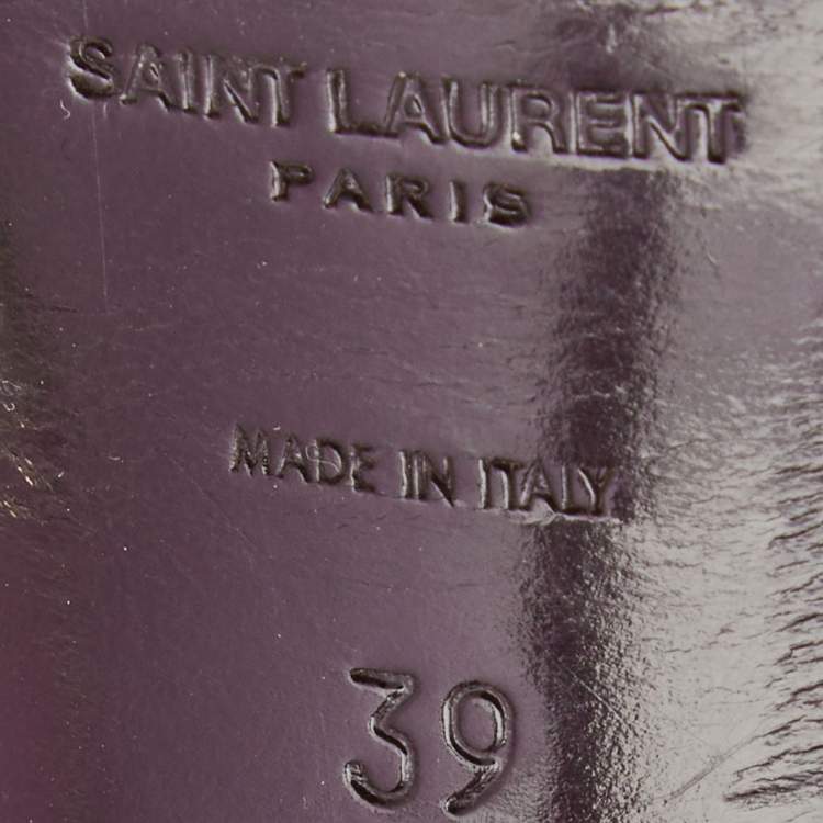 Pre Owned Saint Laurent Burgundy Patent Leather Tribute Platform Ankle Strap Sandals Size 39