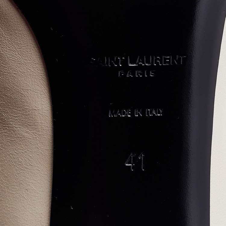 Pre Owned Saint Laurent Off-White Leather Anais Bow Pumps Size 41