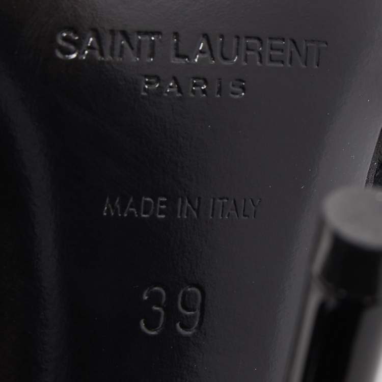 Pre Owned Saint Laurent Black Canvas  Buckle Detail Maxine Slingback Pumps Size 39