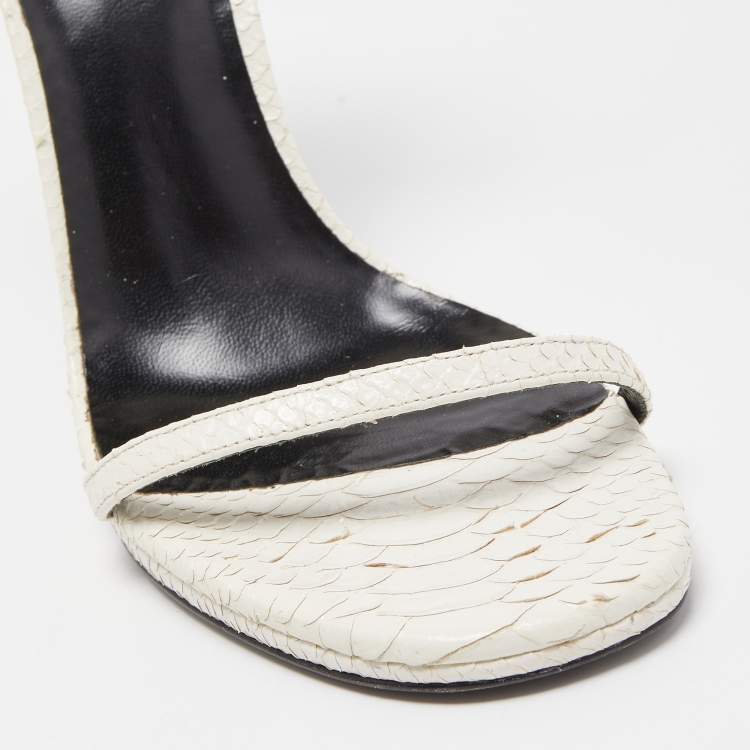 Pre Owned Saint Laurent White Python Amber Sandals Size 40