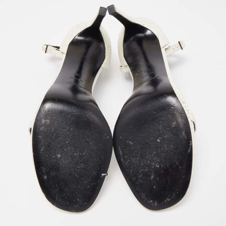 Pre Owned Saint Laurent White Python Amber Sandals Size 40