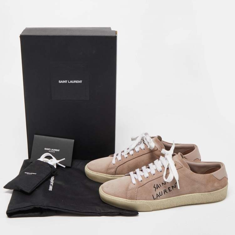 Pre Owned Saint Laurent Pink  Suede Court Classic Sneakers Size 37