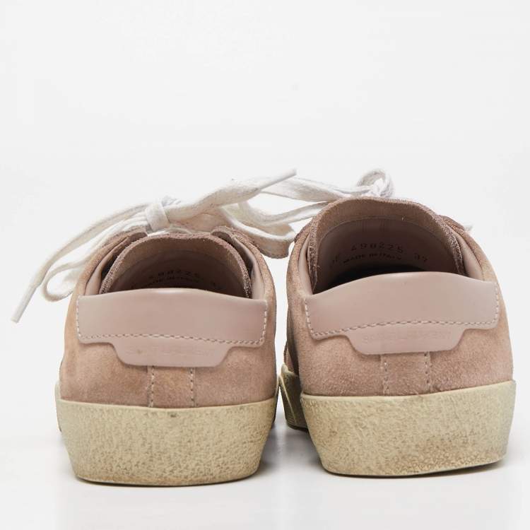 Pre Owned Saint Laurent Pink  Suede Court Classic Sneakers Size 37
