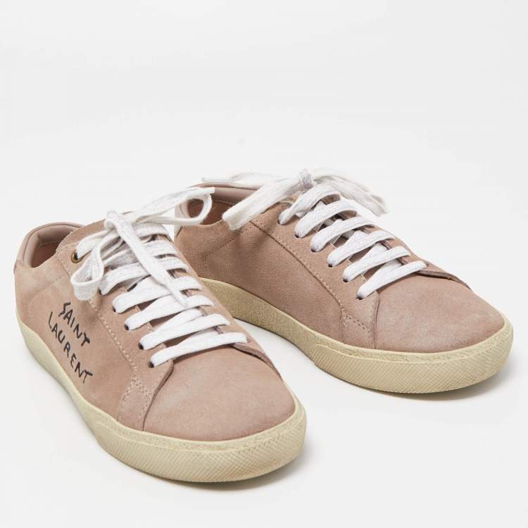 Pre Owned Saint Laurent Pink  Suede Court Classic Sneakers Size 37
