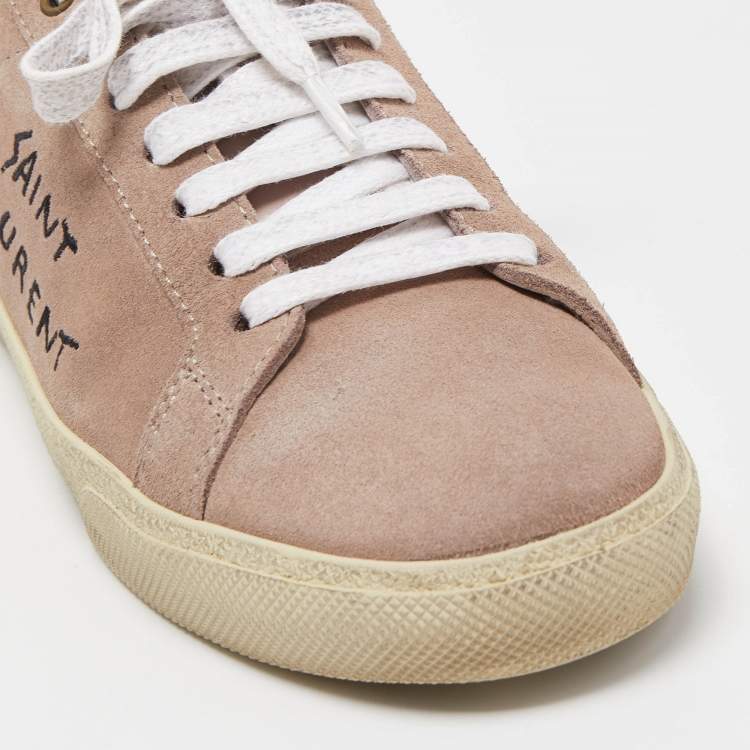 Pre Owned Saint Laurent Pink  Suede Court Classic Sneakers Size 37