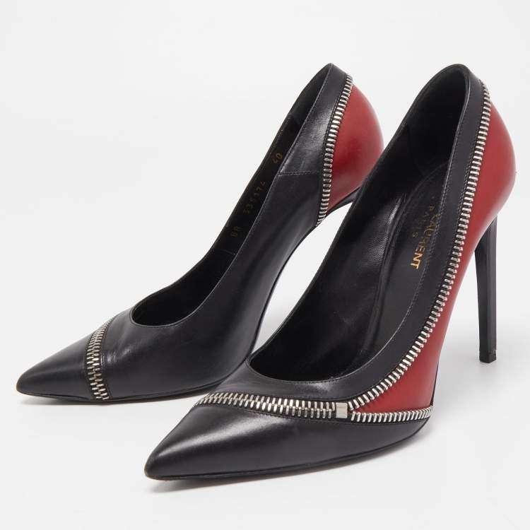 Yves saint laurent leather discount pointed-toe pumps red insole