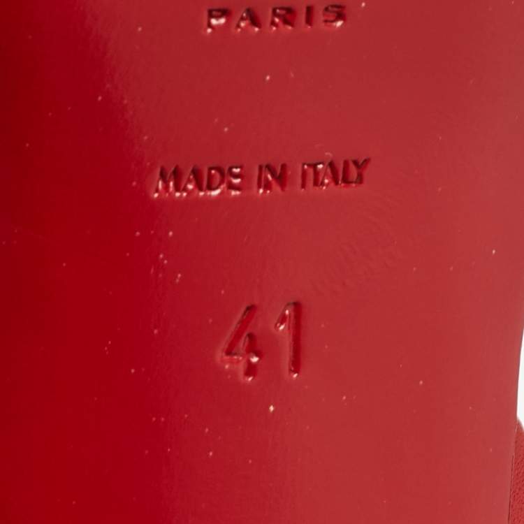 Pre Owned Saint Laurent Red Leather Tribute Platform Ankle Strap Sandals Size 41