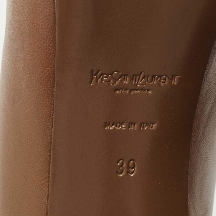 Pre Owned Saint Laurent Brown Leather Tribtoo Pumps Size 39