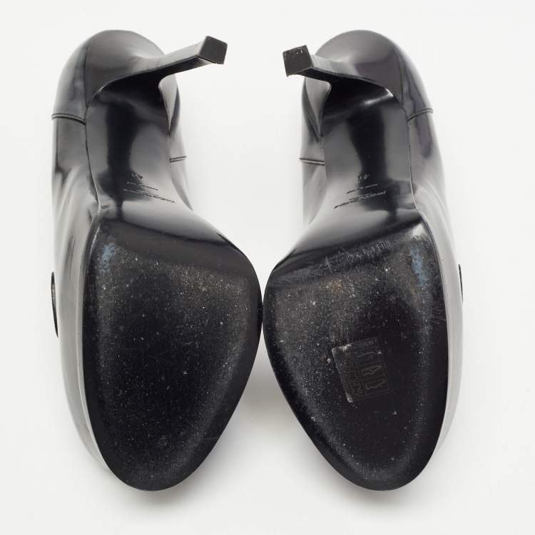 Pre Owned Saint Laurent Grey Leather Tribtoo Platform Loafer Pumps Size 41
