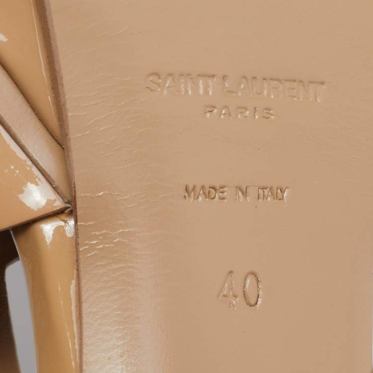 مملوكة مسبقًا Saint Laurent Brown Patent Leather Tribute Sandals Size 40