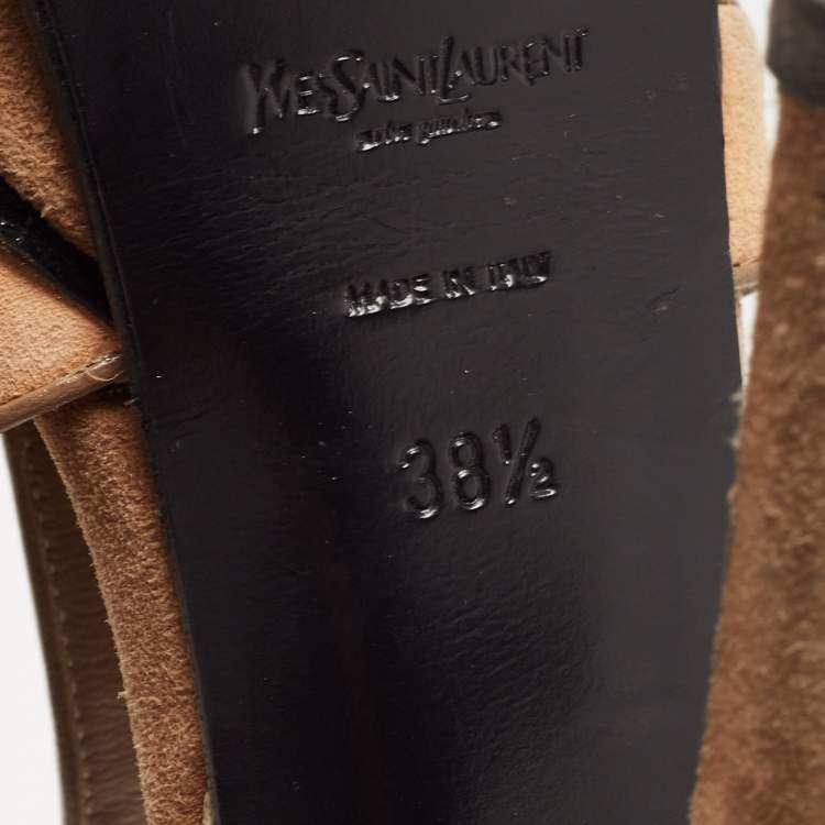 Pre Owned Saint Laurent Tricolor Suede Tribute Sandals Size 38.5