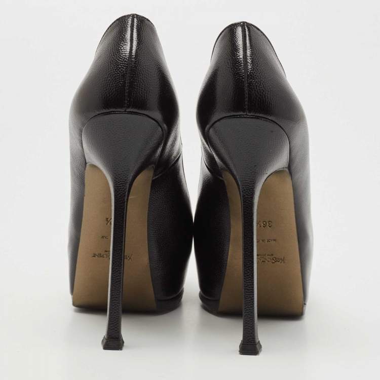 Pre Owned Saint Laurent Black Leather Tribtoo Pumps Size 36.5