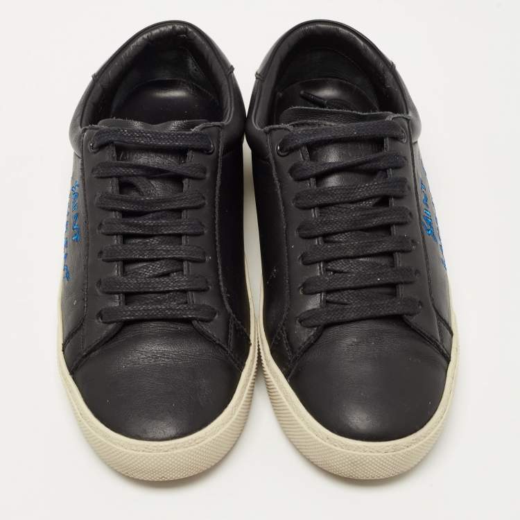 Pre Owned Saint Laurent Black Leather Court Classic SL/06 Sneakers Size 37