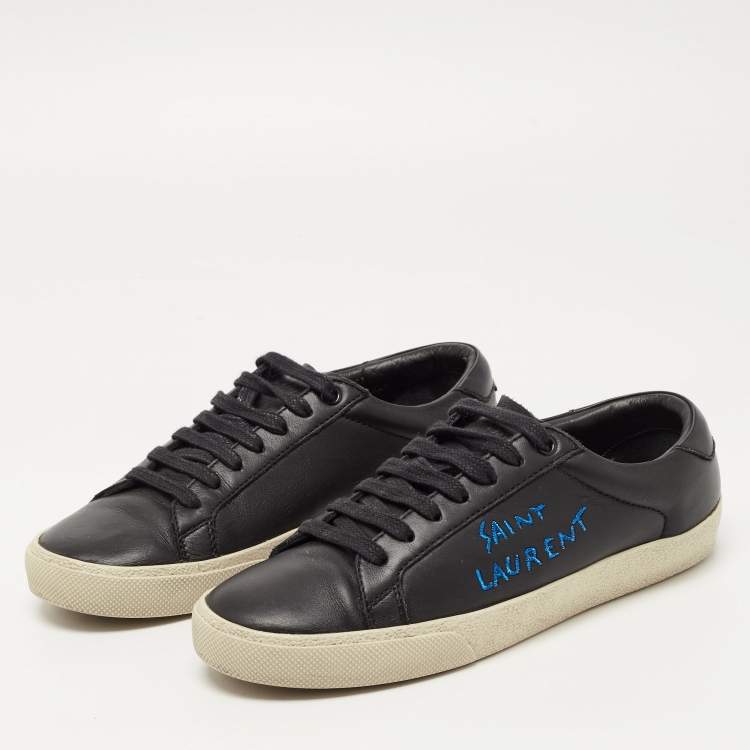 Pre Owned Saint Laurent Black Leather Court Classic SL/06 Sneakers Size 37