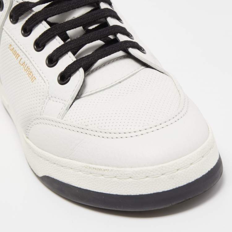 Pre Owned Saint Laurent White Leather Lace Up Sneakers Size 39