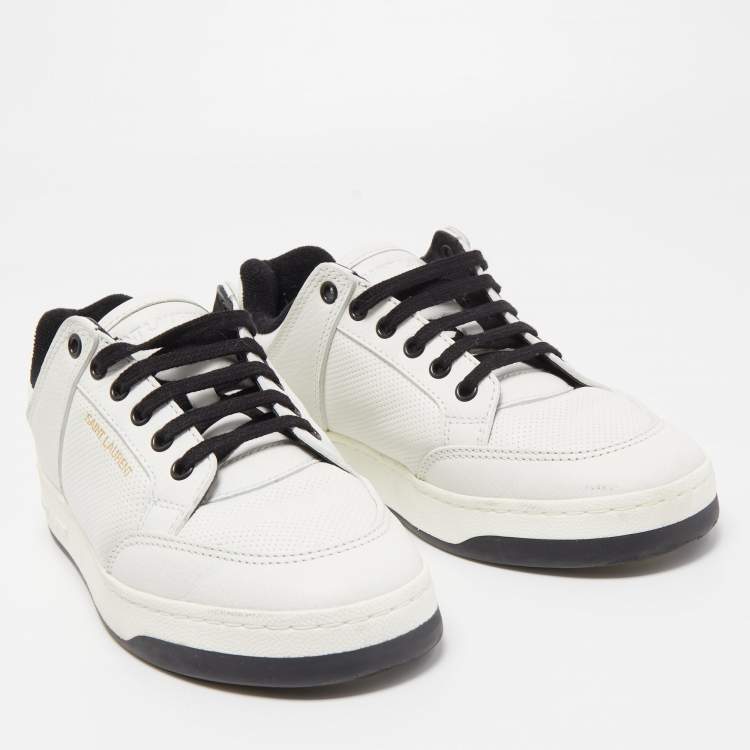 Pre Owned Saint Laurent White Leather Lace Up Sneakers Size 39