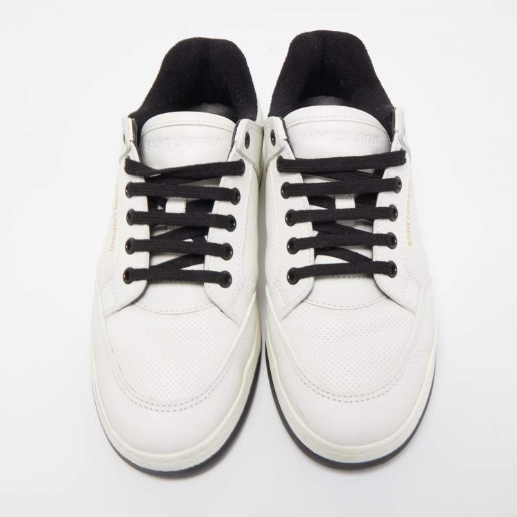 Pre Owned Saint Laurent White Leather Lace Up Sneakers Size 39