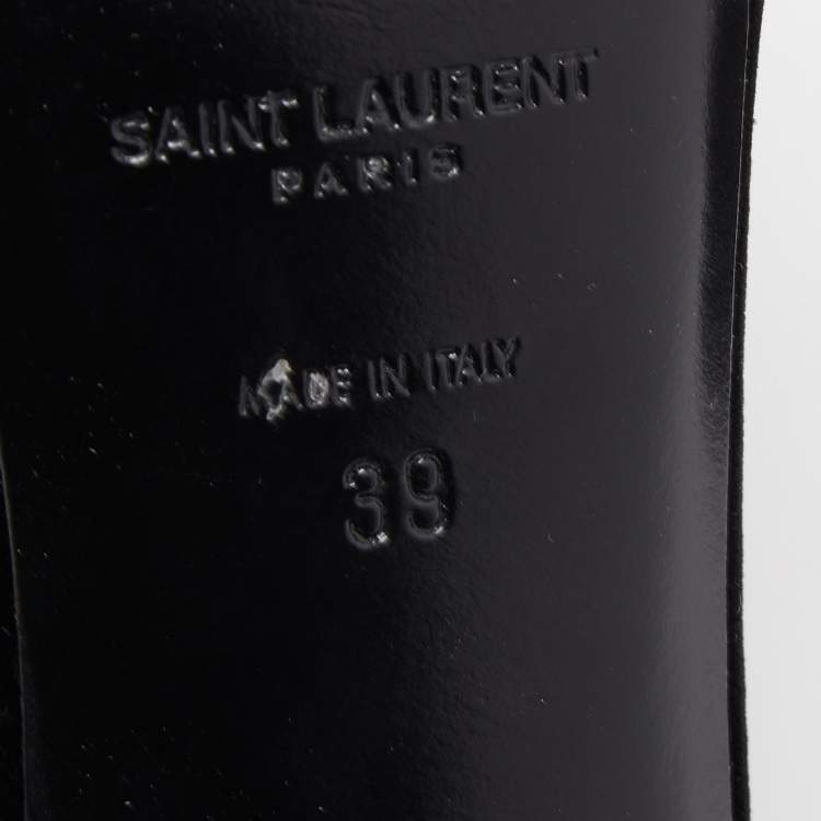 Pre Owned Saint Laurent Black Velvet Amber Sandals Size 39