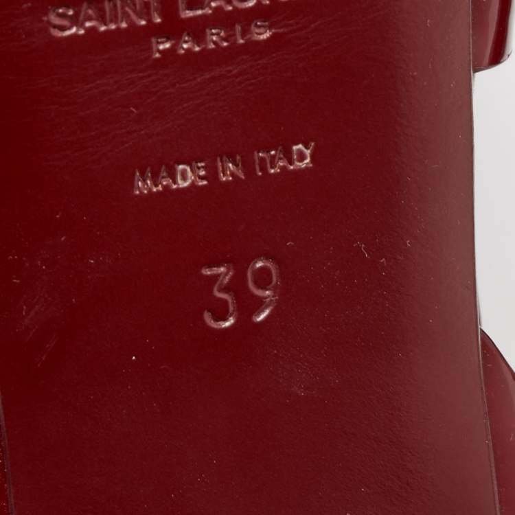 مملوكة مسبقًا Saint Laurent Burgundy Patent Leather Tribute Sandals Size 39