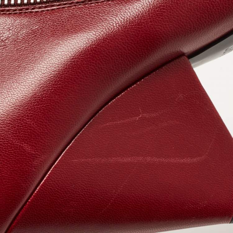 Pre Owned Saint Laurent Burgundy Leather Niki Ankle Boots Size 38.5