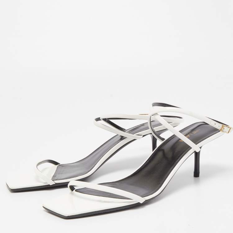 Pre Owned Saint Laurent White Patent Leather Strappy Sandals Size 42