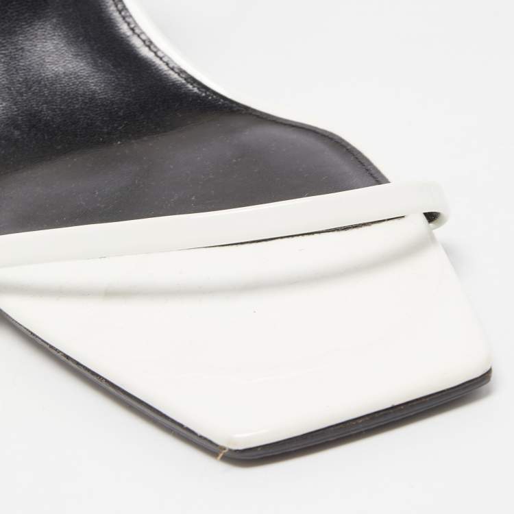 Pre Owned Saint Laurent White Patent Leather Strappy Sandals Size 42