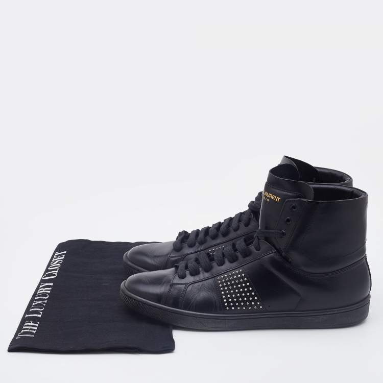 Pre Owned Saint Laurent Black Leather Signature Court Classic High Top Sneakers Size 39