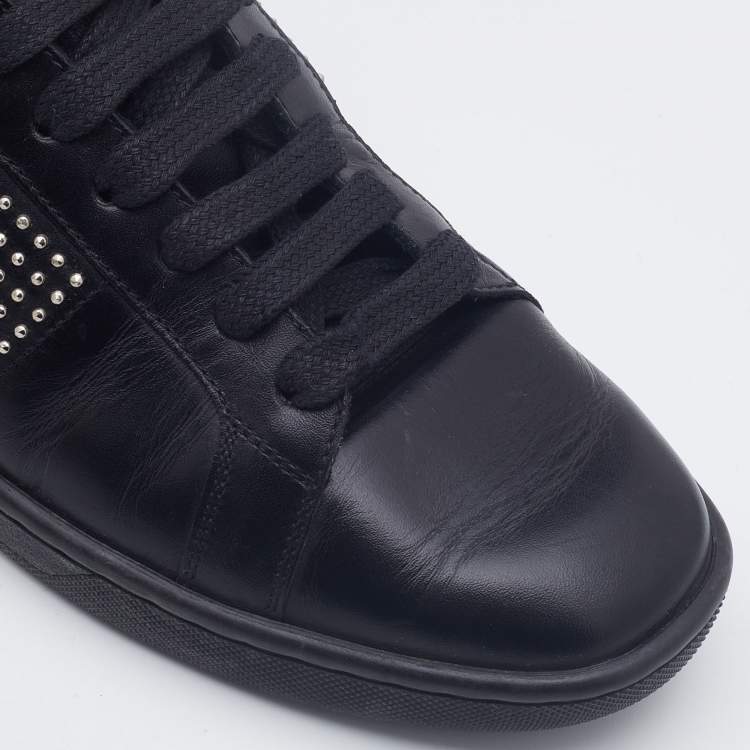 Pre Owned Saint Laurent Black Leather Signature Court Classic High Top Sneakers Size 39