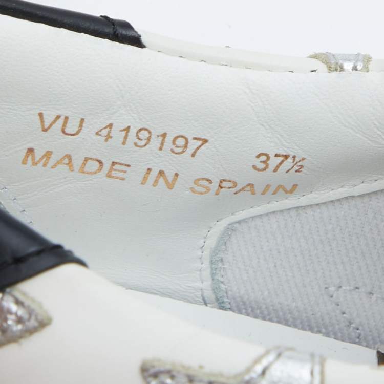 Pre Owned Saint Laurent White/Silver Leather Court Classic Star Low Top Sneakers Size 37.5