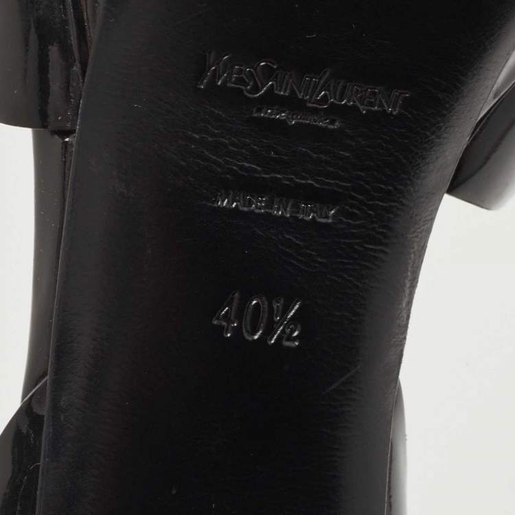 Pre Owned Saint Laurent Paris Black Leather Tribute Platform Ankle Strap Sandals Size 40.5