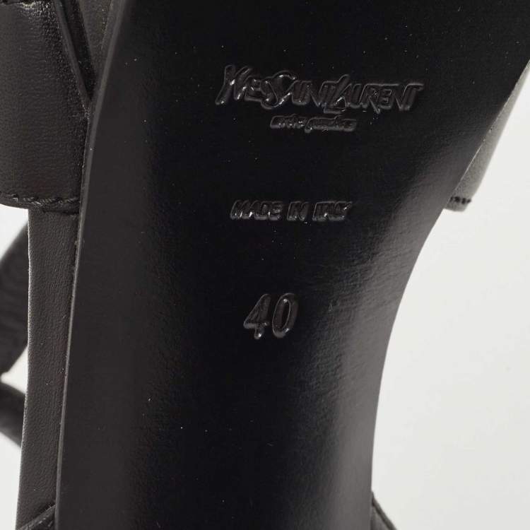 Pre Owned Saint Laurent Black Leather Tribute Platform Ankle Strap Sandals Size 40