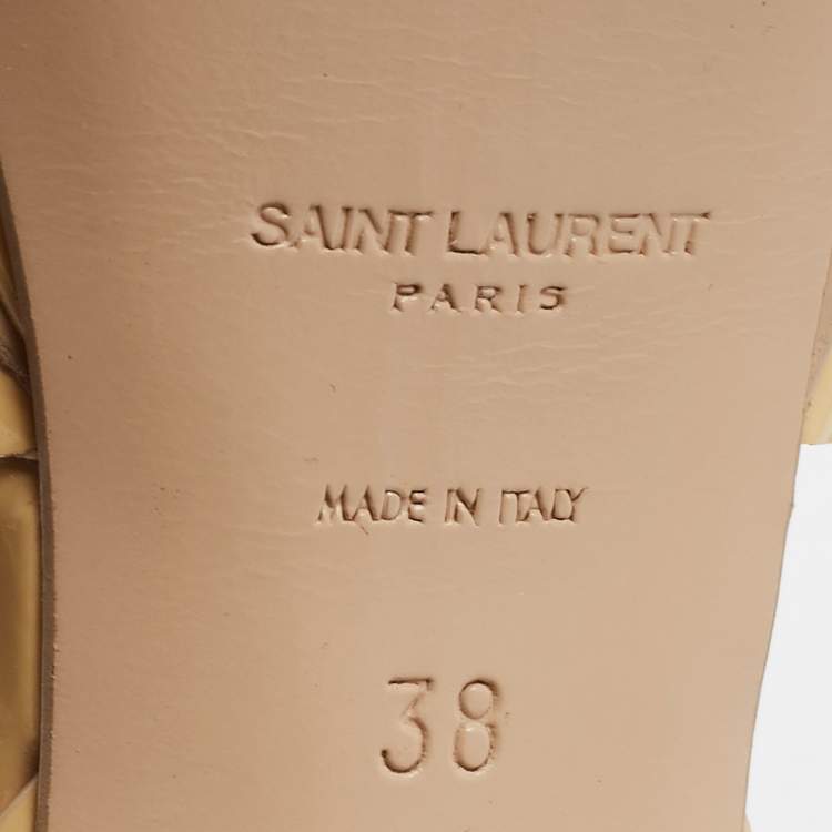 مملوكة مسبقًا Saint Laurent Beige Patent Leather Tribute Sandals Size 38