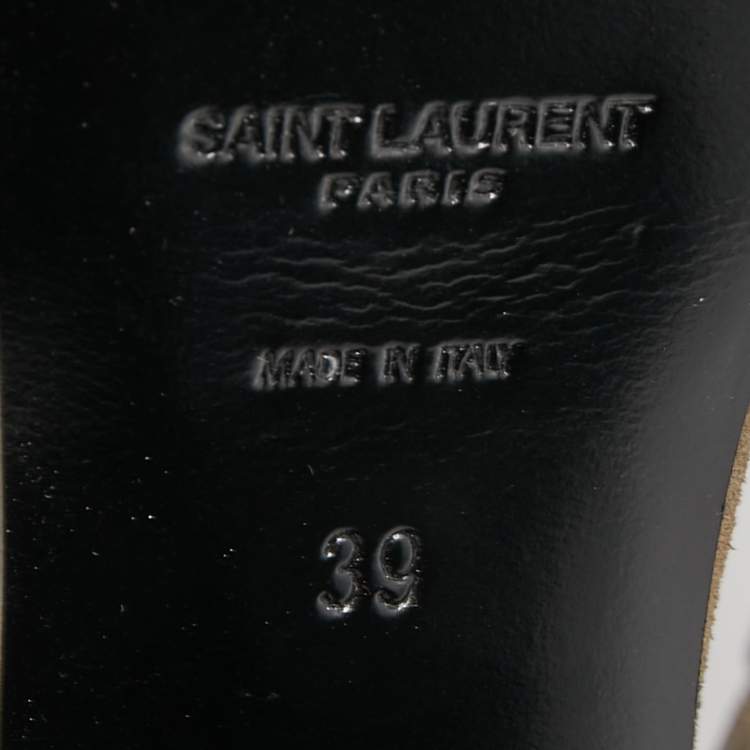 Pre Owned Saint Laurent Green Camouflage Suede Tribute Sandals Size 39
