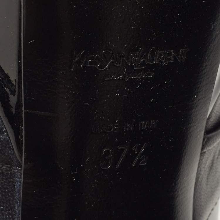Pre Owned Saint Laurent Black Patent and Leather Palais Bow Pumps Size 37.5