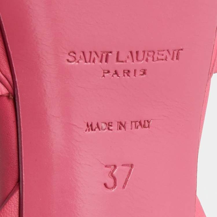Pre Owned Saint Laurent Pink Leather Tribute Platform Sandals Size 37