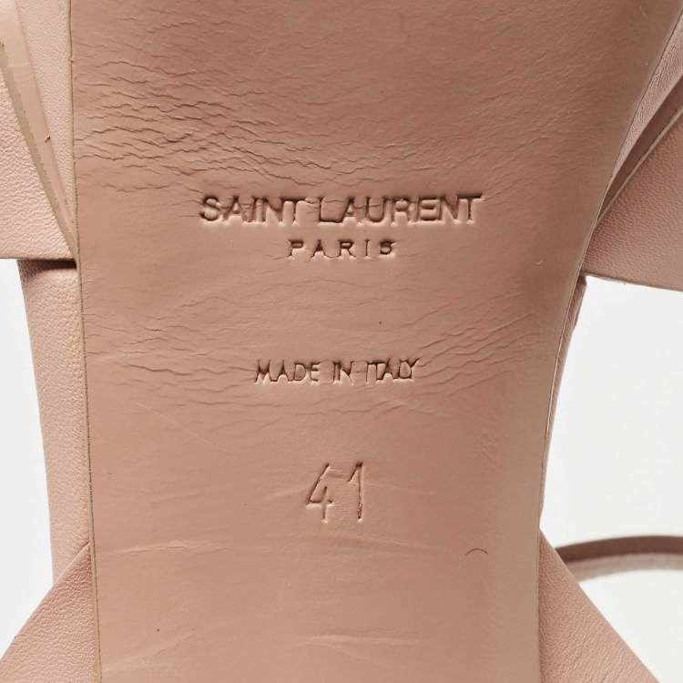 Pre Owned Saint Laurent Light Pink Leather Tribute Sandals Size 41