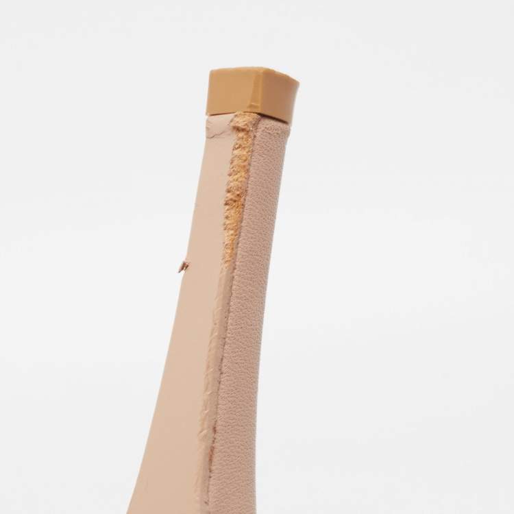 Pre Owned Saint Laurent Beige Leather Tribute Ankle Strap Sandals Size 38