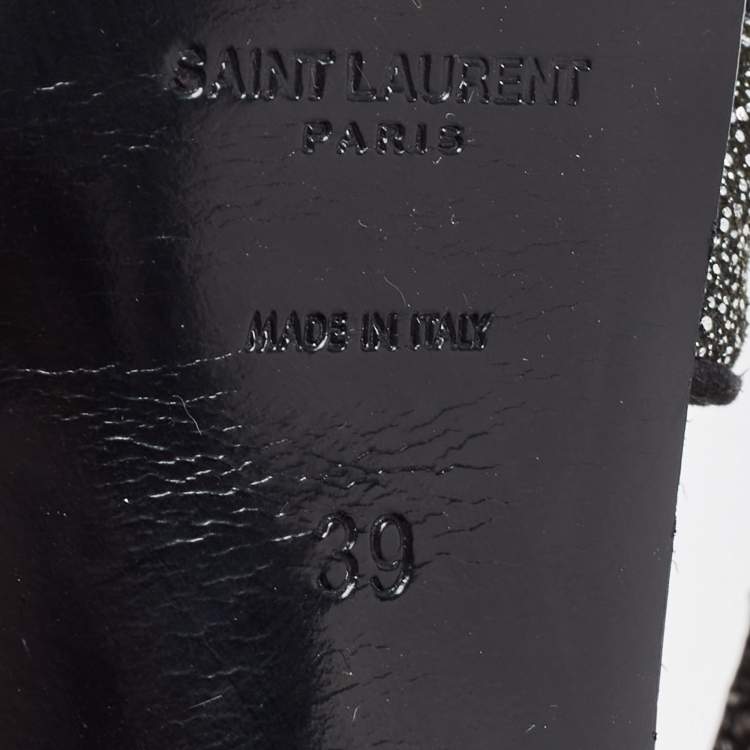 Pre Owned Saint Laurent Two Tone Glitter Suede Tribute Sandals Size 39