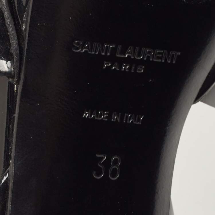 Pre Owned Saint Laurent Black Patent Leather Tribute Sandals Size 38