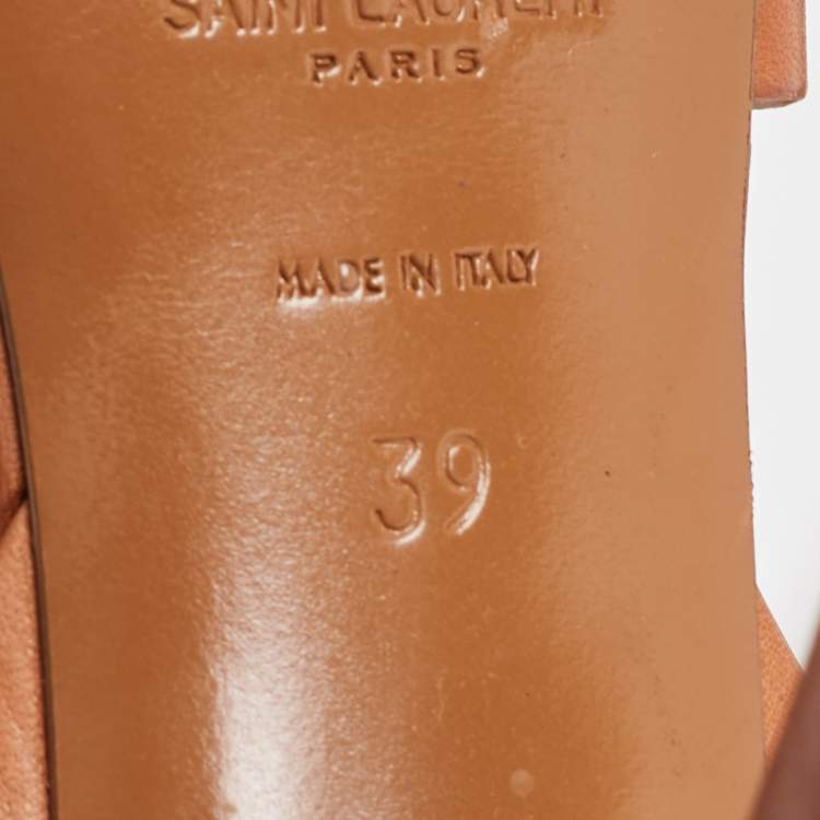 مملوكة مسبقًا Saint Laurent Brown Leather Tribute Sandals Size 39