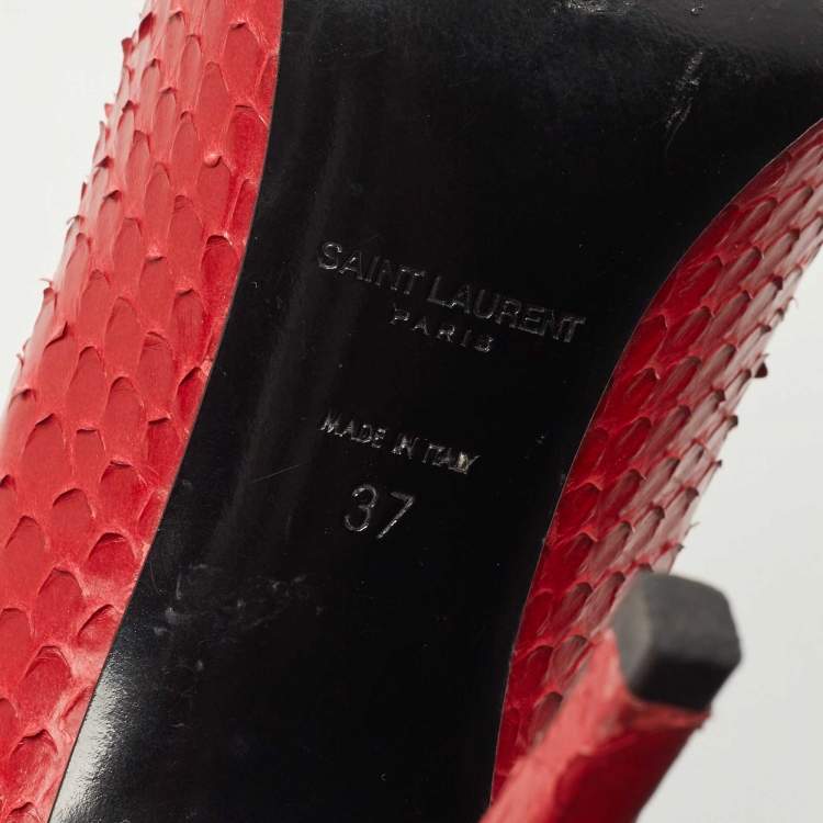 Pre Owned Saint Laurent Red Python Anja Pumps Size 37
